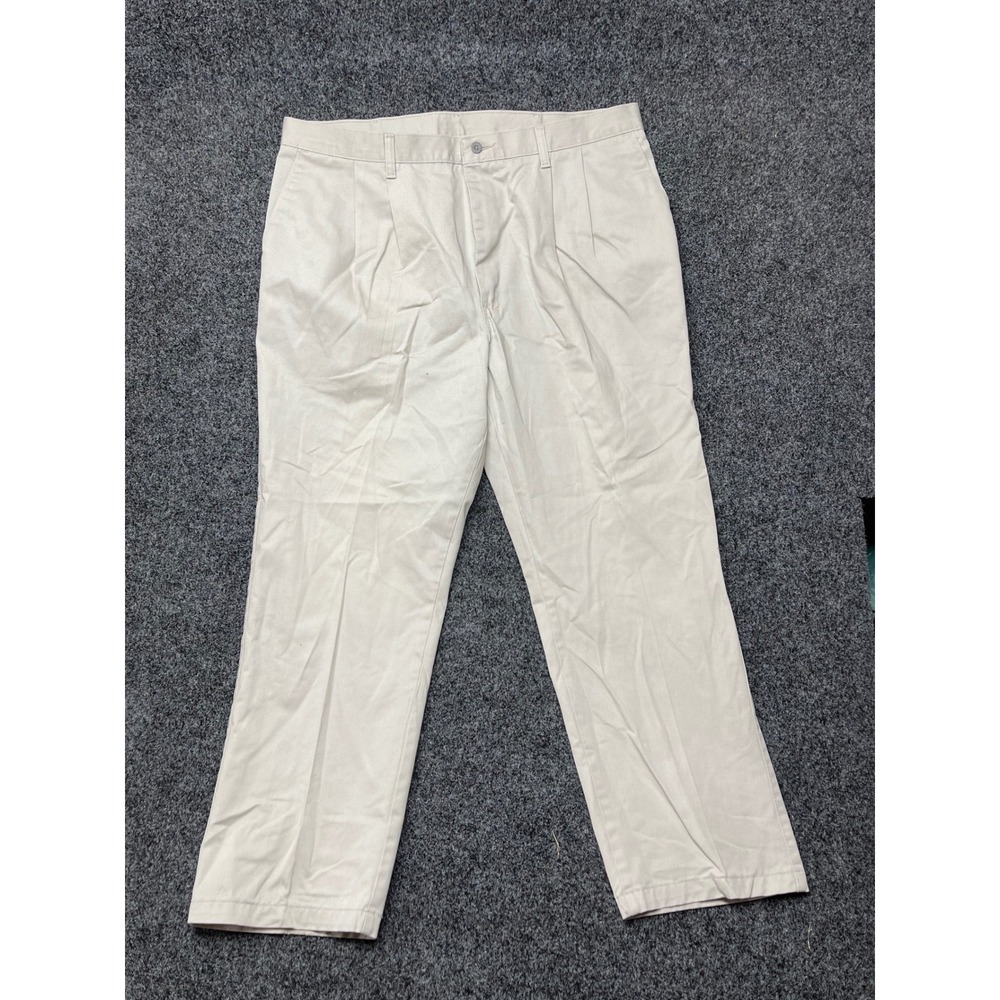 Wrangler Riata Mens Pleated Chino Pants Tan Khaki 40x30 Cotton BMS:J734-014